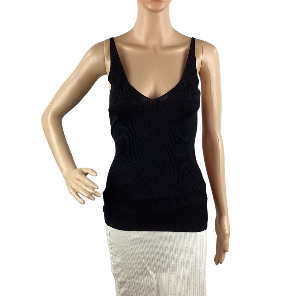 H&M Ribbed Tank Size 6 Black